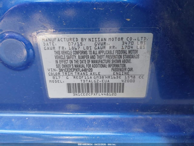 3N1CE2CPXFL448120 Nissan Versa Note Sr