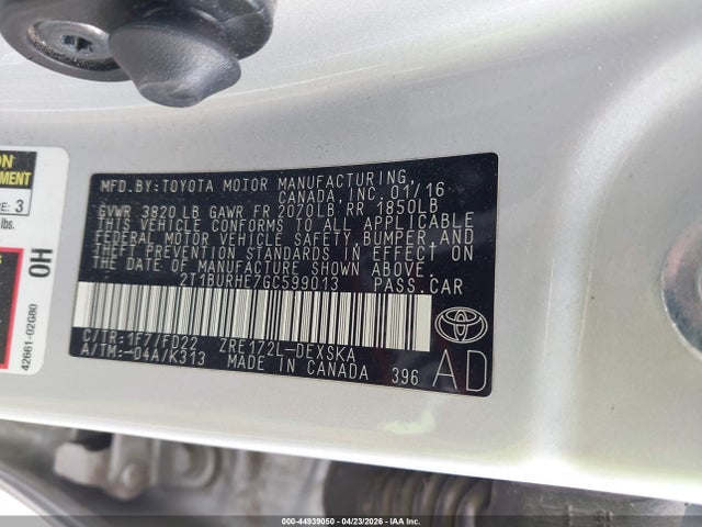 2T1BURHE7GC599013 Toyota Corolla S Plus