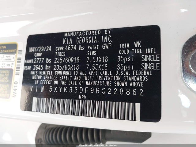5XYK33DF9RG228862 KIA Sportage Ex
