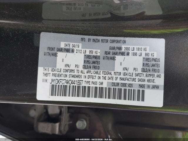 Aukcja sprzedaży 2019 Mazda Cx-3 Touring, vin: JM1DKFC74K0441897, numer aukcji: 44939095