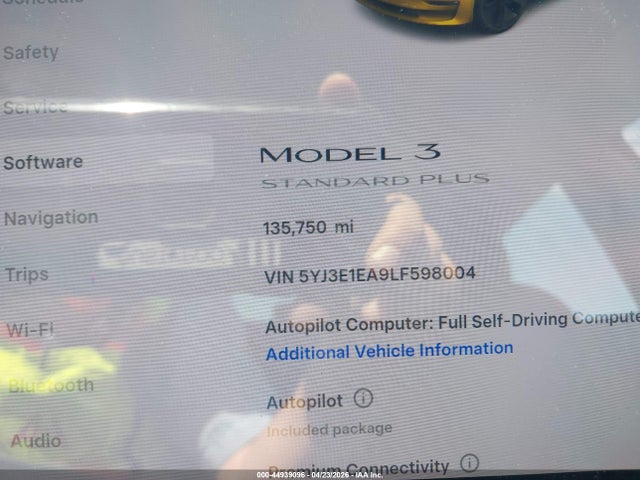 44939096 :رقم المزاد ، 5YJ3E1EA9LF598004 vin ، 2020 Tesla Model 3 مزاد بيع