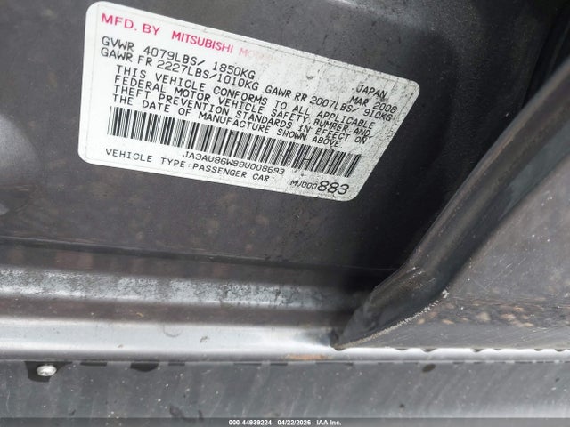 Aukcja sprzedaży 2009 Mitsubishi Lancer Gts, vin: JA3AU86W89U008693, numer aukcji: 44939224
