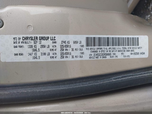 Продаж на аукціоні авто 2013 Dodge Grand Caravan Sxt, vin: 2C4RDGCG9DR580809, номер лоту: 44939235