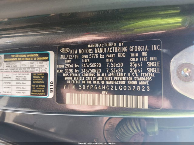 Aukcja sprzedaży 2020 Kia Telluride S, vin: 5XYP64HC2LG032823, numer aukcji: 44939269