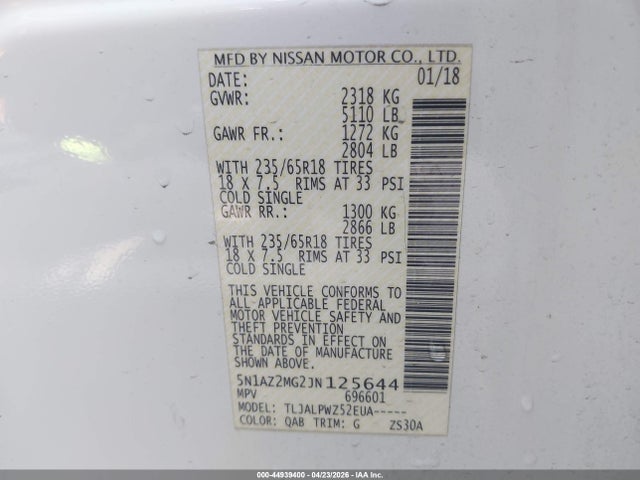 Nissan MURANO S 2018 5N1AZ2MG2JN125644 Image 9