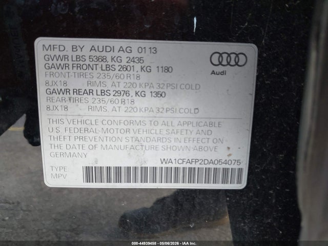 Aukcja sprzedaży 2013 Audi Q5 2.0t Premium, vin: WA1CFAFP2DA054075, numer aukcji: 44939458