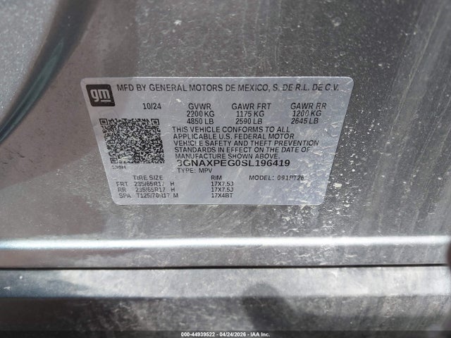 3GNAXPEG0SL196419 Chevrolet Equinox Awd Lt