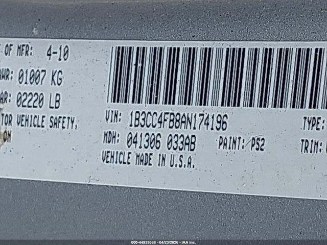 Aukcja sprzedaży 2010 Dodge Avenger Sxt, vin: 1B3CC4FB8AN174196, numer aukcji: 44939566