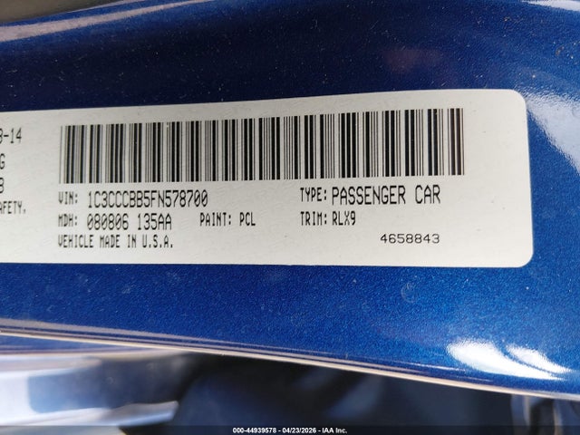 Продажа на аукционе авто 2015 Chrysler 200 S, vin: 1C3CCCBB5FN578700, номер лота: 44939578