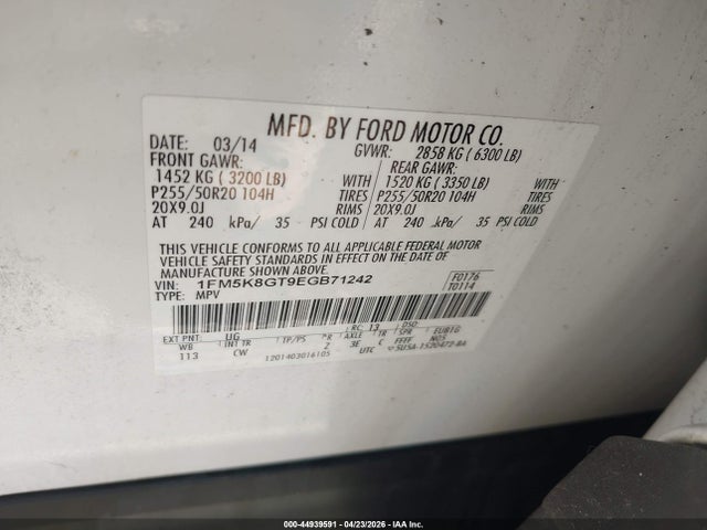 Продаж на аукціоні авто 2014 Ford Explorer Sport, vin: 1FM5K8GT9EGB71242, номер лоту: 44939591