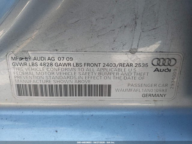 Продаж на аукціоні авто 2010 Audi A4 2.0t Premium, vin: WAUMFAFL1AN010593, номер лоту: 44939693