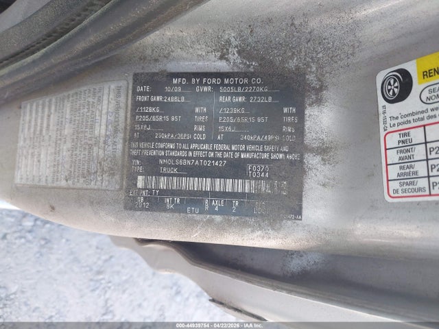 2010 Ford Transit Connect Xlt მანქანა იყიდება აუქციონზე, vin: NM0LS6BN7AT021427, აუქციონის ნომერი: 44939754