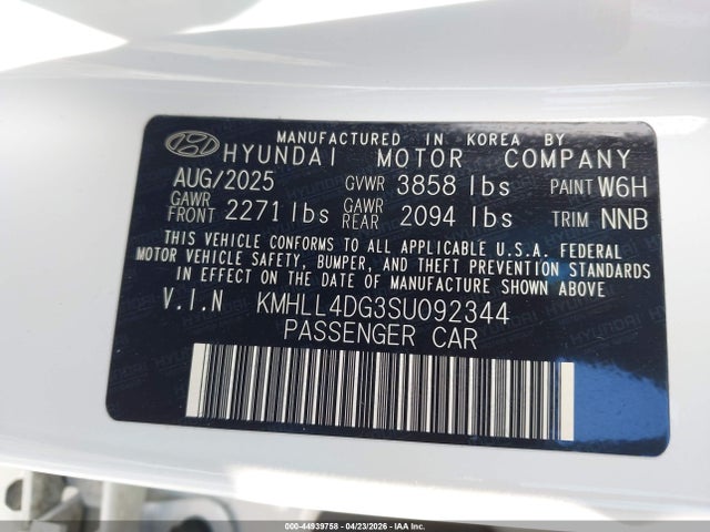 Продажа на аукционе авто 2025 Hyundai Elantra Se, vin: KMHLL4DG3SU092344, номер лота: 44939758