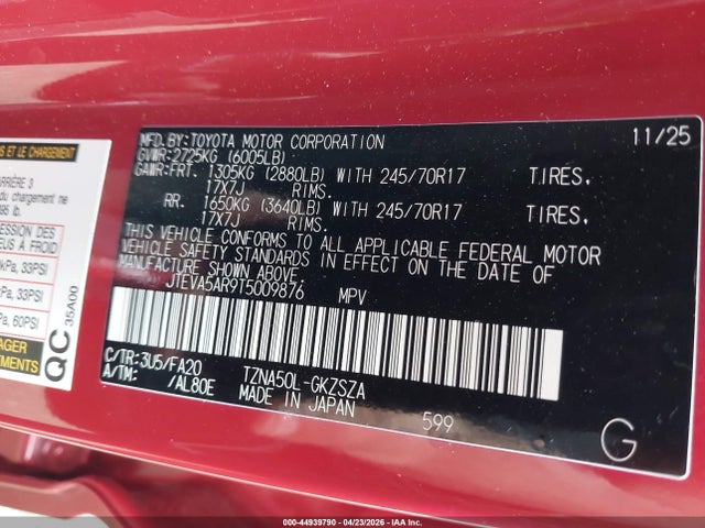 Toyota 4RUNNER SR5 2026 JTEVA5AR9T5009876 Image 9