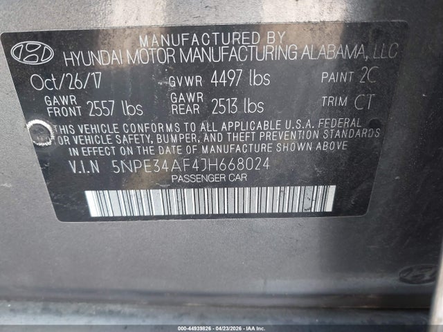 Hyundai SONATA SEL 2018 5NPE34AF4JH668024 Image 9