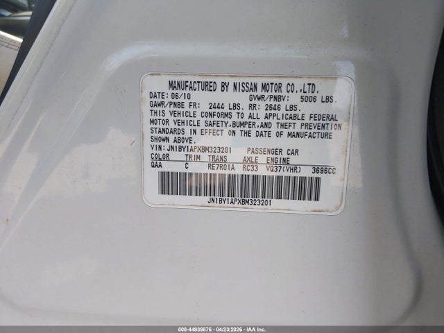 44939876 :رقم المزاد ، JN1BY1APXBM323201 vin ، 2011 Infiniti M37 مزاد بيع