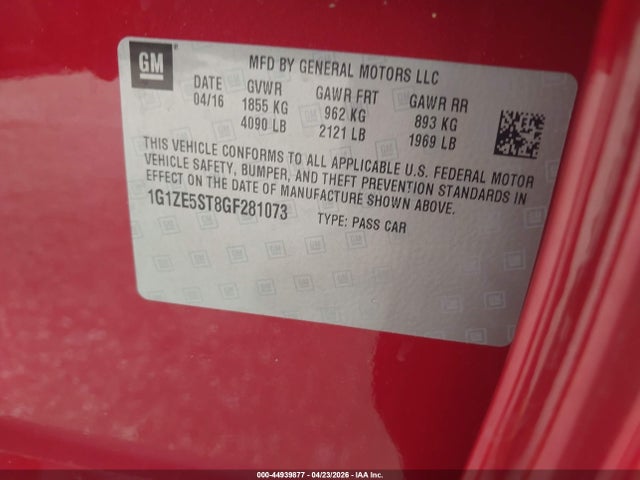 1G1ZE5ST8GF281073 Chevrolet MALIBU 1LT