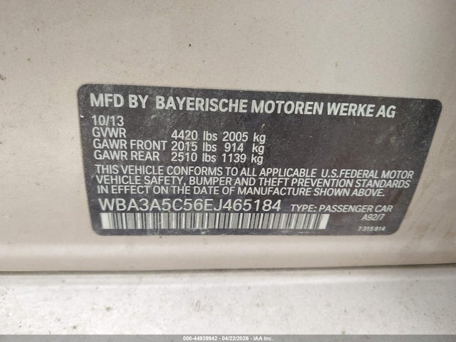 2014 Bmw 328i მანქანა იყიდება აუქციონზე, vin: WBA3A5C56EJ465184, აუქციონის ნომერი: 44939942