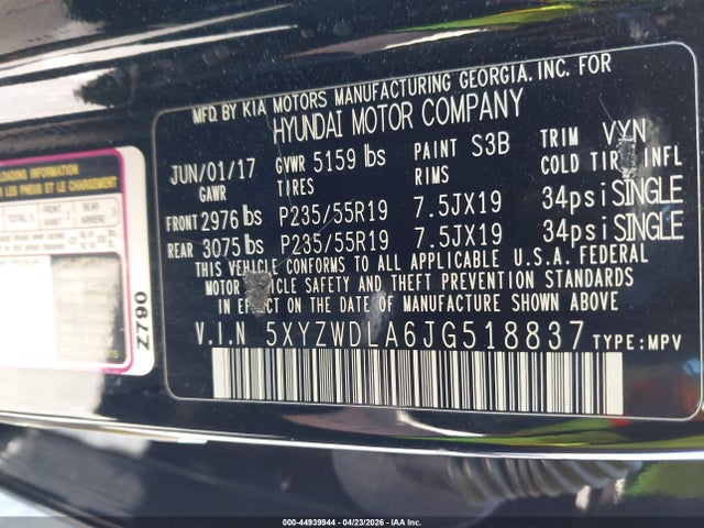 Продажа на аукционе авто 2018 Hyundai Santa Fe Sport 2.0t Ultimate, vin: 5XYZWDLA6JG518837, номер лота: 44939944
