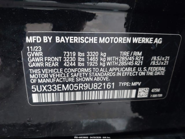 Продаж на аукціоні авто 2024 Bmw X7 M60i, vin: 5UX33EM05R9U82161, номер лоту: 44939988