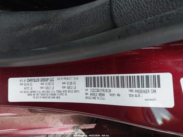 2015 Chrysler 200 S მანქანა იყიდება აუქციონზე, vin: 1C3CCCBG1FN518134, აუქციონის ნომერი: 44940044