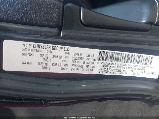 2014 Jeep Grand Cherokee Limited მანქანა იყიდება აუქციონზე, vin: 1C4RJEBG7EC393805, აუქციონის ნომერი: 44940045