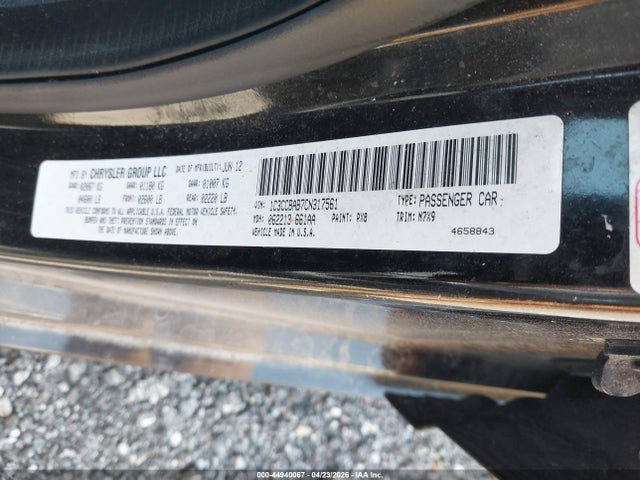 Продаж на аукціоні авто 2012 Chrysler 200 Lx, vin: 1C3CCBAB7CN317561, номер лоту: 44940067