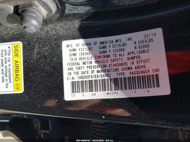 Honda Accord Ex-l 2014 1HGCR2F87EA168992 Image 9
