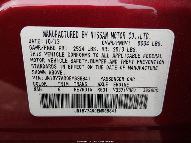 Продажа на аукционе авто 2014 Infiniti Q50 Premium, vin: JN1BV7AR0EM698841, номер лота: 44940177