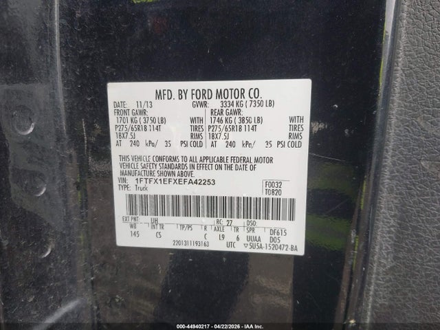 Ford F150 Super Cab 2014 1FTFX1EFXEFA42253 Image 9