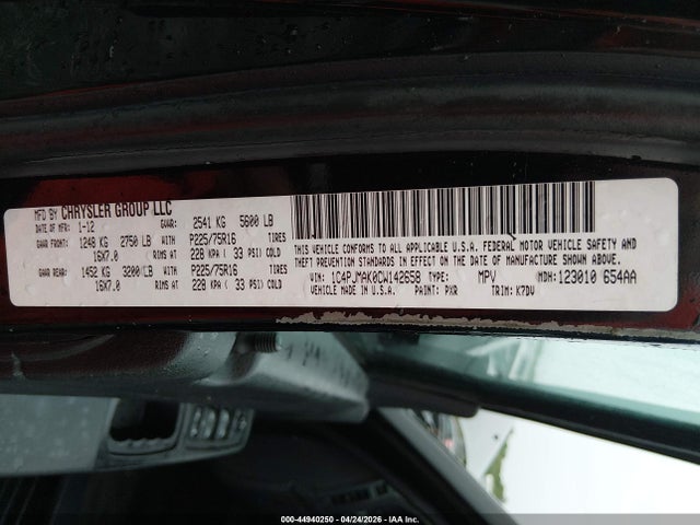 2012 Jeep Liberty Sport მანქანა იყიდება აუქციონზე, vin: 1C4PJMAK0CW142658, აუქციონის ნომერი: 44940250