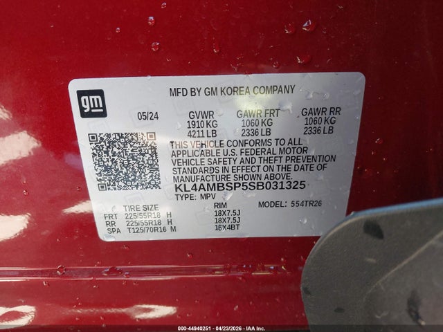 2025 Buick Encore Gx Preferred Fwd მანქანა იყიდება აუქციონზე, vin: KL4AMBSP5SB031325, აუქციონის ნომერი: 44940251