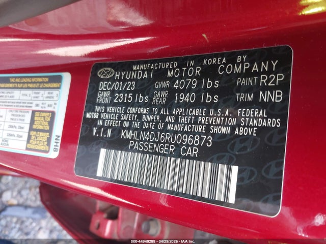 Продажа на аукционе авто 2024 Hyundai Elantra Hybrid Limited, vin: KMHLN4DJ6RU096873, номер лота: 44940288