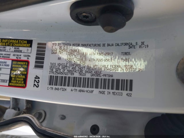 Продажа на аукционе авто 2019 Toyota Tacoma Trd Sport, vin: 3TMCZ5AN5KM227789, номер лота: 44940362