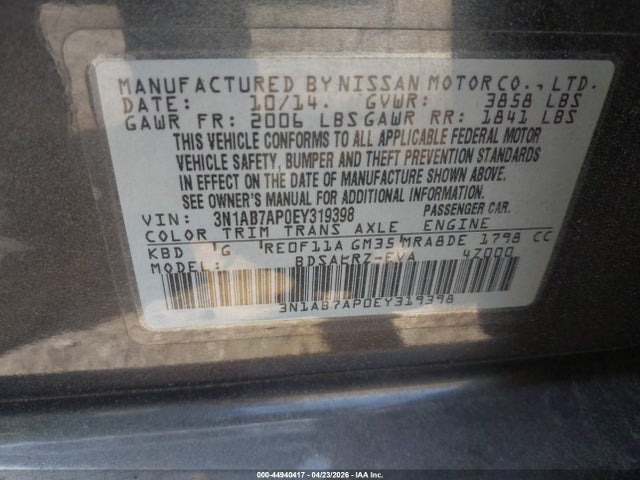 Aukcja sprzedaży 2014 Nissan Sentra Sr, vin: 3N1AB7AP0EY319398, numer aukcji: 44940417