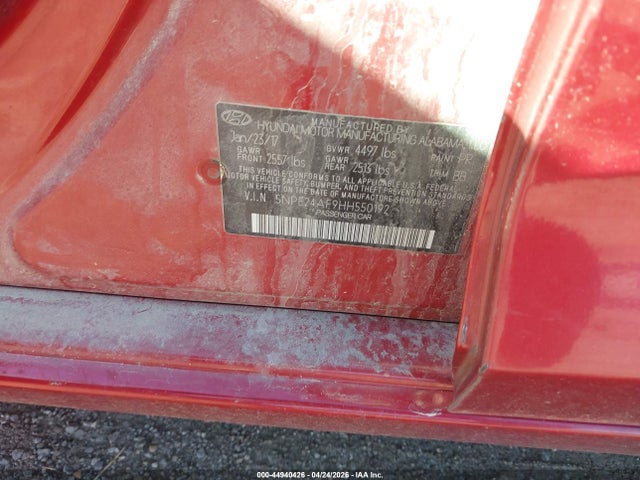 Aukcja sprzedaży 2017 Hyundai Sonata Se, vin: 5NPE24AF9HH550192, numer aukcji: 44940426