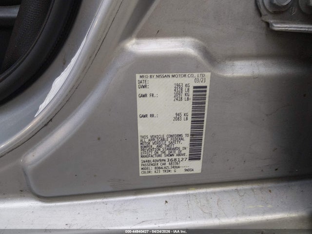 44940427 :رقم المزاد ، 1N4BL4DV9PN368127 vin ، 2023 Nissan Altima Sv Fwd مزاد بيع