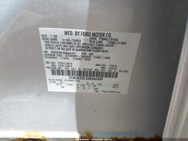 Aukcja sprzedaży 2010 Ford Flex Limited, vin: 2FMGK5DC3ABA66404, numer aukcji: 44940591