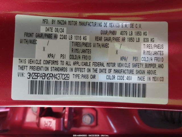 Mazda Mazda3 2.5 S Select Sport 2024 3MZBPABM2RM437029 Image 9