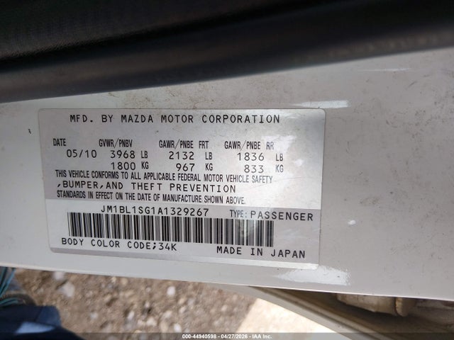 Aukcja sprzedaży 2010 Mazda Mazda3 I Touring, vin: JM1BL1SG1A1329267, numer aukcji: 44940598