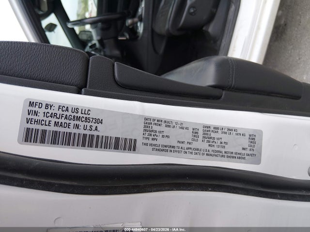 Aukcja sprzedaży 2021 Jeep Grand Cherokee Laredo X 4x4, vin: 1C4RJFAG8MC857304, numer aukcji: 44940607