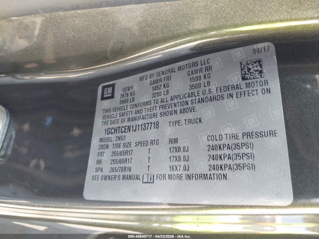 Продажа на аукционе авто 2018 Chevrolet Colorado Lt, vin: 1GCHTCEN1J1137718, номер лота: 44940717
