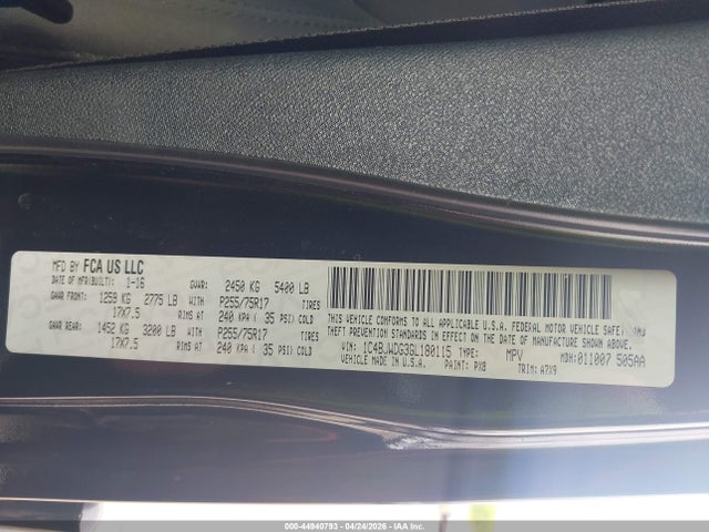 Aukcja sprzedaży 2016 Jeep Wrangler Unlimited Sport, vin: 1C4BJWDG3GL180115, numer aukcji: 44940793