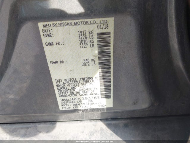 Nissan Altima 2.5 S 2018 1N4AL3AP0JC193765 Image 9