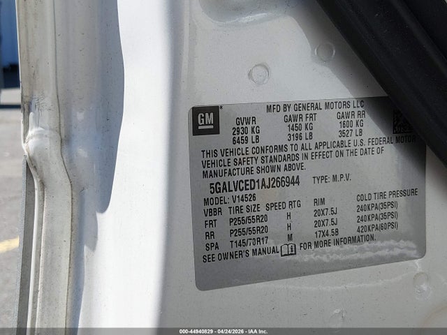 Aukcja sprzedaży 2010 Buick Enclave 2xl, vin: 5GALVCED1AJ266944, numer aukcji: 44940829
