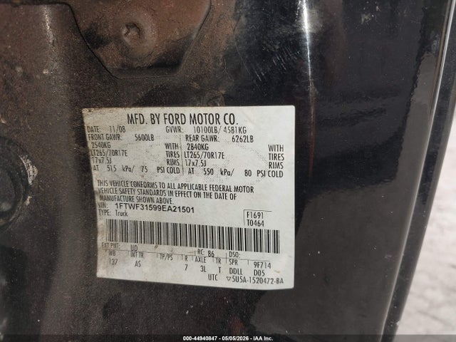 2009 Ford F-350 მანქანა იყიდება აუქციონზე, vin: 1FTWF31599EA21501, აუქციონის ნომერი: 44940847