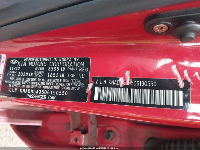 Aukcja sprzedaży 2013 Kia Rio Ex, vin: KNADN5A35D6190550, numer aukcji: 44940867