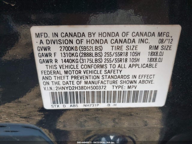 Продажа на аукционе авто 2013 Acura Mdx Technology Package, vin: 2HNYD2H38DH500372, номер лота: 44940873