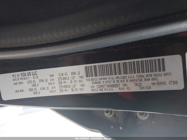 2019 Ram 1500 Big Horn/lone Star  4x2 5'7 Box მანქანა იყიდება აუქციონზე, vin: 1C6RREFTXKN888927, აუქციონის ნომერი: 44940922