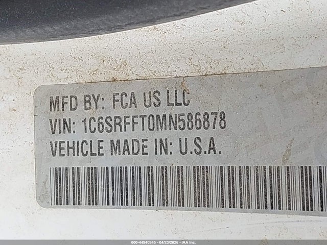 Продаж на аукціоні авто 2021 Ram 1500, vin: 1C6SRFFT0MN586878, номер лоту: 44940945
